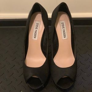 Steve Madden Shoes - Steve Madden Black Satin Peep toe heel Steve Madden Shoes - Steve Madden Black Satin Peep toe heel
